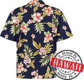 Hawaii Blouse Mannen - Shirt - Hemd - 100% Katoen - Overhemd Heren Korte Mouw - Made in Hawaii "Hibiscus Blauw" Maat XXXL