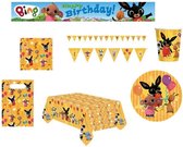 Bing het konijn - Feestpakket - Versiering - Verjaardag - Kinderfeest – Vlaggenlijn - Happy Birthday slinger - Bordjes - Bekers - Servetten – Tafelkleed - Uitdeelzakjes.