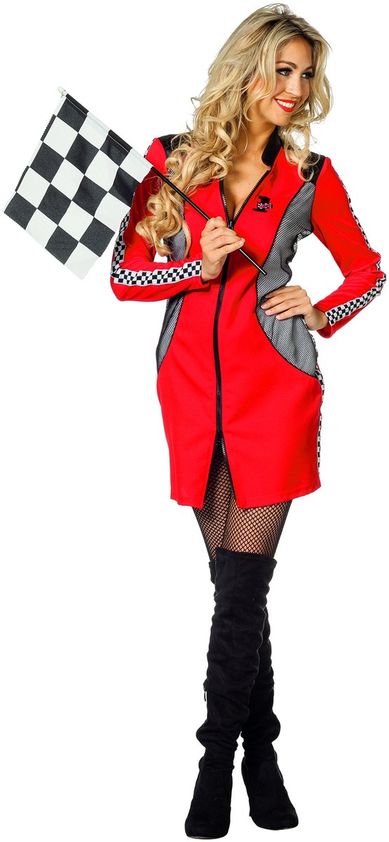 Wilbers & Wilbers - Formule 1 Kostuum - Kus Voor De Winnaar Moto Gp Formule 1 Pitspoes - Vrouw - rood - Maat 38 - Carnavalskleding - Verkleedkleding