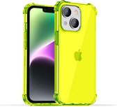 Smartphonica iPhone 14 Plus transparant shockproof siliconen hoesje met stootrand - Neon Geel / Back Cover geschikt voor Apple iPhone 14 Plus