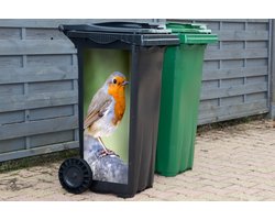 Container sticker Roodborstje - Tak - Hout - 44x98 cm - Kliko sticker