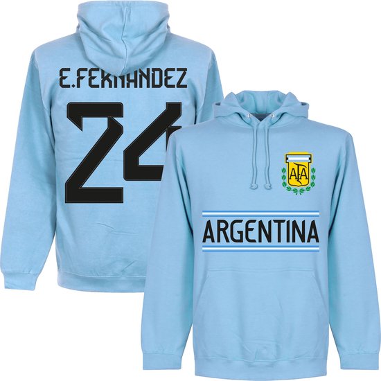 Argentinië E. Fernandez 24 Team Hoodie - Lichtblauw