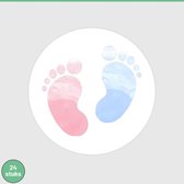SLUITSTICKERS BABY VOETJES ROZE & BLAUW 24 stuks - Zwangerschap - Geboortekaart - Kadosticker - Jongen - Meisje - Sluitzegel -