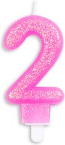 Cijferkaars Roze 2 Jaar - Kaars 2 Jaar - Kaars Cijfer 2 - Kaarsje 2 Jaar - Roze Kaars Taart / Cupcake 2 Jaar - Ook voor leeftijden: 12 / 20 / 21 / 22 / 23 / 24 / 25 / 26 / 27 / 28 / 29 / 32 / 42 / 52 / 62 / 71 / 82 / 92 - Glitter Roze