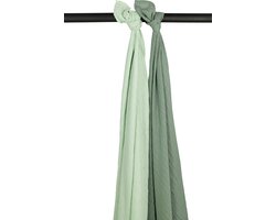foto van Meyco Baby Uni swaddle - 2-pack - pre-washed hydrofiel - soft green/forest green - 120x120cm