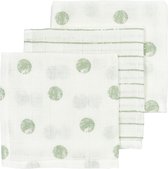 Meyco Baby Dot Stripe monddoekjes - 3-pack - hydrofiel - soft green - 30x30cm