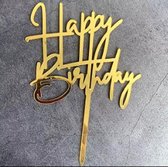 Akyol - Happy Birthday Taart Topper - goud -Happy Birthday taart topper goud- Taart topper - Cake topper - Happy birthday - Verjaardagstaart topper - Verjaardag - Taart prikker- Cake prikker – prikker