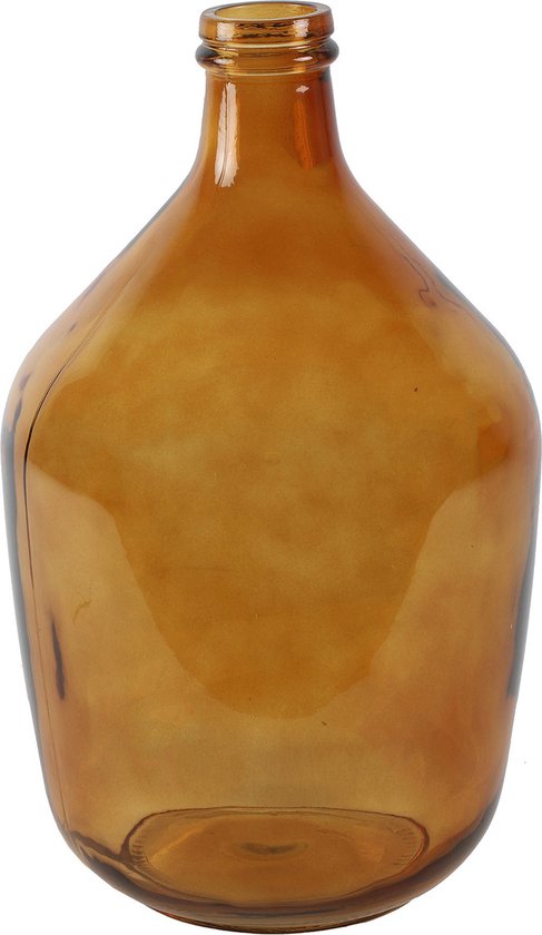 Countryfield bloemen en deco takken Vaas - amber goud/geel transparant - glas - XL-size fles - D23 x H38 cm