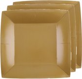 Santex feest bordjes vierkant - goud - 10x stuks - karton - 23 x 23 cm