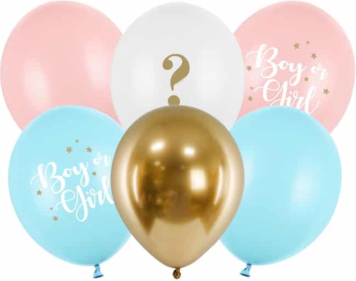 Gender reveal ballonnen mix Latex ballonnen in roze, blauw, wit en