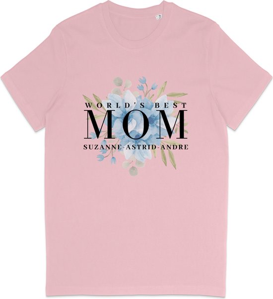T Shirt Femme Cadeau Personnalisé - Meilleure Mère du Monde - Rose - 3XL
