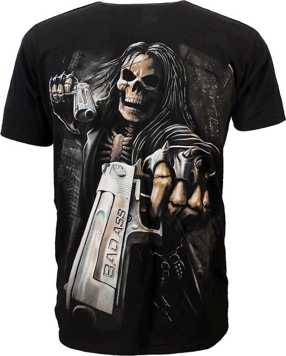 Hitman Skeleton Twee Badass Guns T-Shirt Zwart - Origineel Design - M