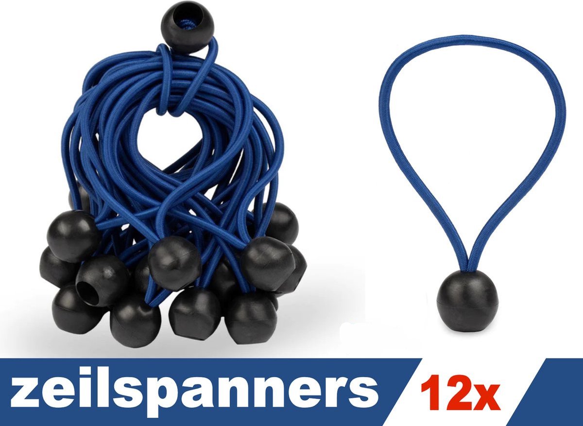 ZoeTekway Spanrubber met kogel zwart voor tentzeilen, banners, 25 stuks