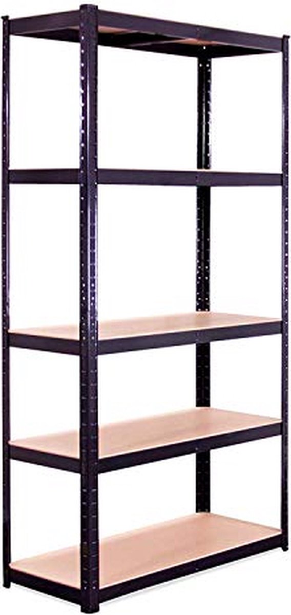 GRack® Zwarte opbergrek, 5 vakken, 180 x 90 x 40 cm, 175 kg belasting