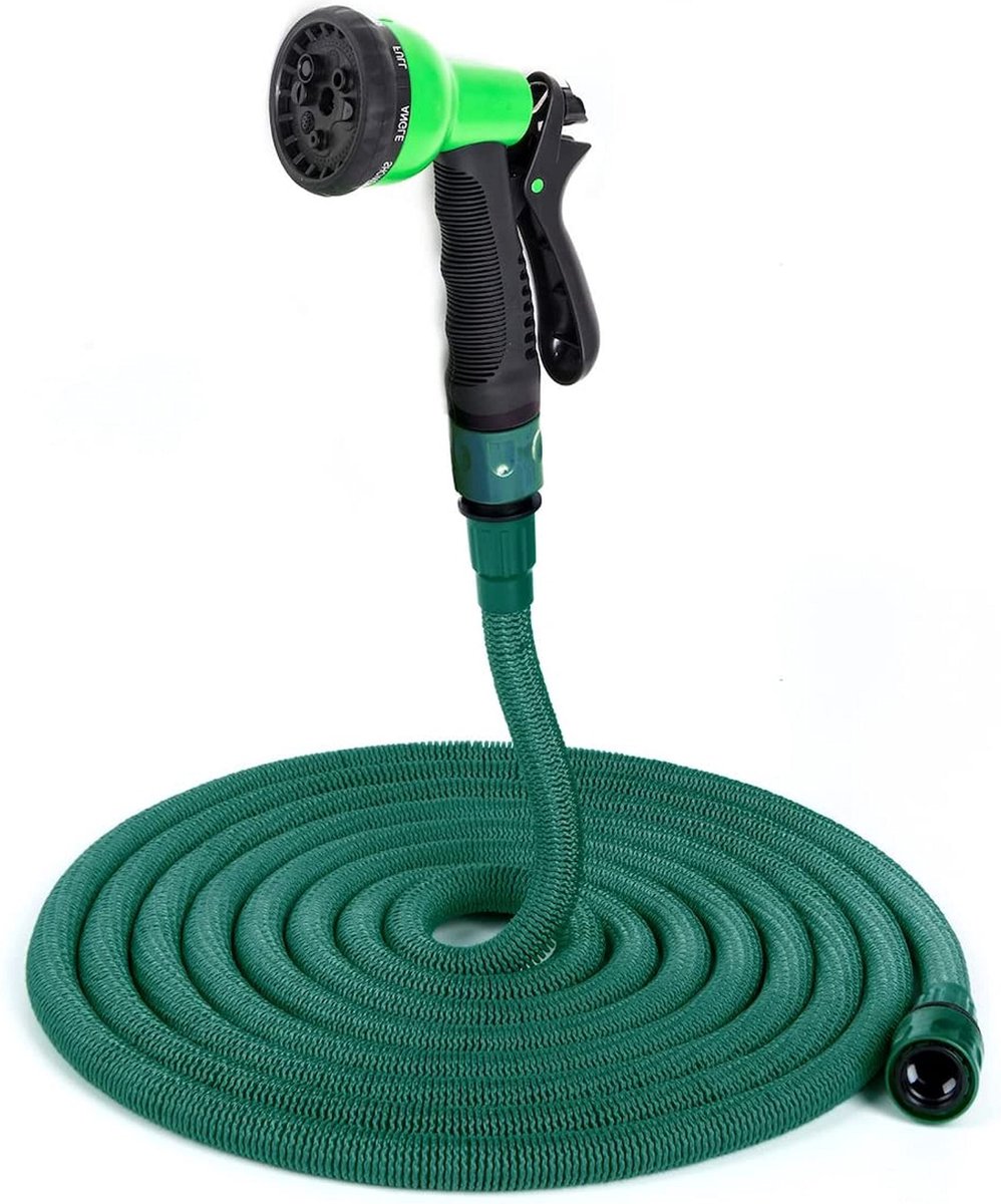 Somera® Tuinslang Flexibel met Tuinsproeier I Rekbaar Waterslang en Adapter - Tuinbewatering (30m, Groen)