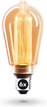 CROWN LED 6X Hoge kwaliteit Edison Illusie Filament Lamp E27 Socket, dimbaar, 3.5W, 1800K, Warm White, 230V, 158 lumen, EL24, Antieke Filament Verlichting Retro Vintage Look