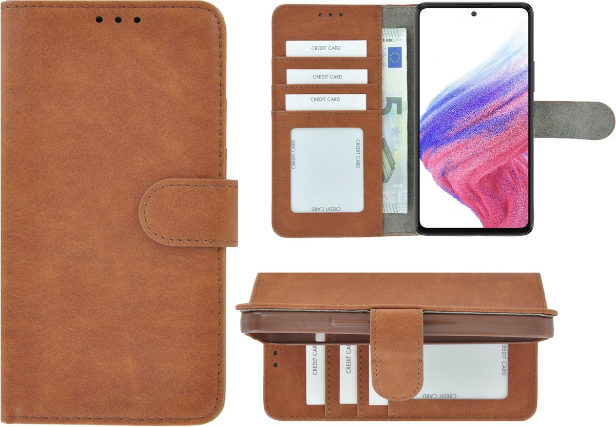 MoDo hoesje Geschikt voor Samsung Galaxy A53 5G - Kunstleer Book Case - Bruin