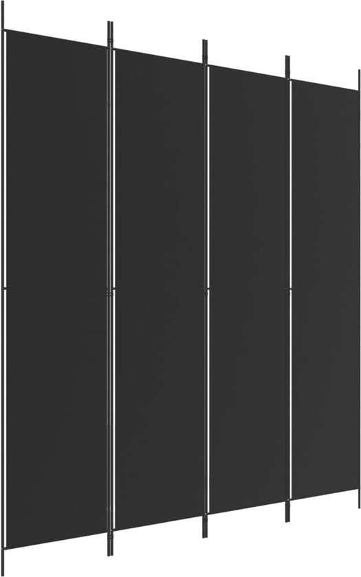 vidaXL - Kamerscherm - met - 4 - panelen - 200x220 - cm - stof - zwart