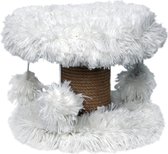 Topmast Krabpaal Fluffy Lycia - Wit - 25 x 25 x 20 cm - Made in EU - Krabpaal voor Kittens - Met Kattenspeeltjes - Sterk Sisal Touw - Mini Krabpaal