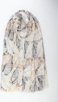 June - Sjaal - Dunne sjaal - 90 x 1.80 cm - 20% katoen/80% viscose - Bruin - Wit - Zwart - Goudkleurig