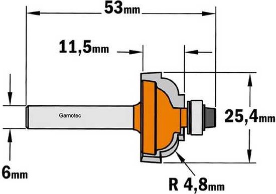 AKYLIN Afrondfrees 8 mm schacht, radius 6,35 mm, ronde frees voor bovenfrees met kogellagers, afrondfrees voor houtbewerking, afkantfrees, radiusfrees, houtfrees