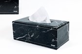 Boîte à Mouchoirs de Luxe iBright - Boîte à Mouchoirs - Cuir Artificiel - Aspect Marbre - Imperméable - Zwart