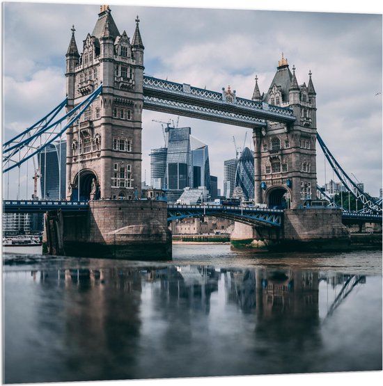 Acrylglas - Tower Bridge over de Rivier de Theems - Verenigd Koninkrijk - 100x100 cm Foto op Acrylglas (Wanddecoratie op Acrylaat)