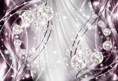 Fotobehang - Vlies Behang - Paarse - Zilver - Kristallen Ballen - Diamanten - Luxe - Edelstenen - 208 x 146 cm