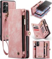 CaseMe - Telefoonhoesje geschikt voor Samsung Galaxy A54 5G - 2 in 1 Book Case en Back Cover - Roze