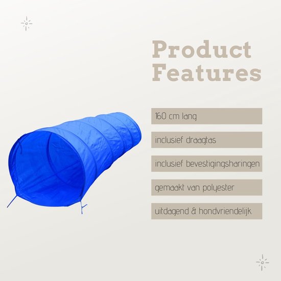 Agility voor de hond hondentunnel maat M 160 cm tunnel voor de