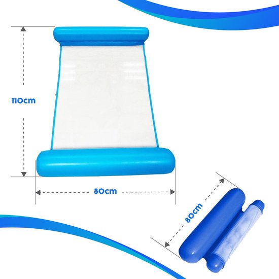 Hamac à eau - Matelas pneumatique lounge Opblaasbaar - Hamac à Water - Hamac - Blauw clair