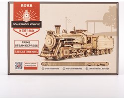 Robotime - 3D Puzzel - Beweegbare Stoom Trein - Cadeau voor Kinderen - Volwassenen - Houten - Model