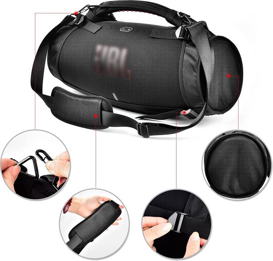 Lovnix - Draagriem JBL Boombox 3 Speaker met Kabel Opbergtas - Schouderband - Bluetooth Luidspreker - Open Case - Draagbare Schouderriem - Reistas - Opbergtasaccessoires - Zwart van Merkloos — afbeelding 3