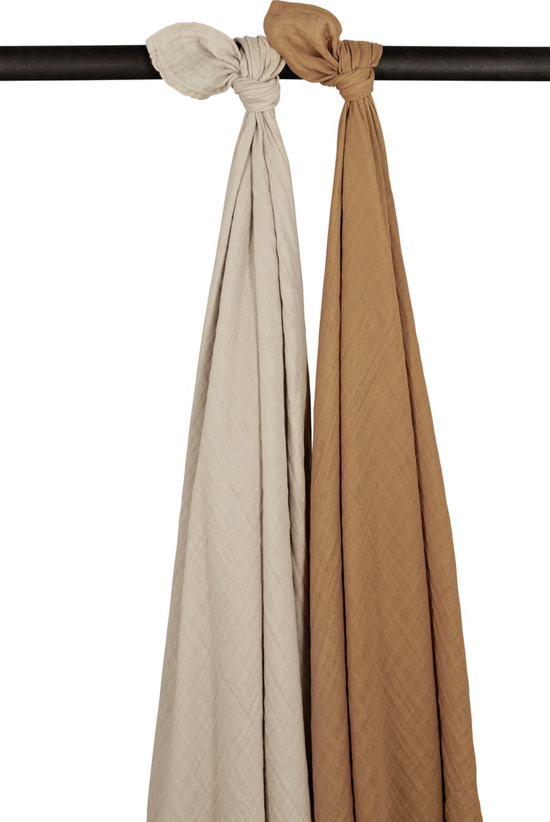 Goedkoopste Meyco Baby Uni swaddle - 2-pack - pre-washed hydrofiel - sand/toffee - 120x120cm