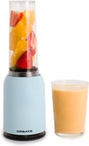 Bol.com CREATE - MOI SLIM Draagbare Glazen Blender - Sappen Shakes of Smoothies - 400ml - Pastelblauw aanbieding