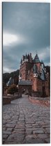 WallClassics - Dibond - Pad naar Oud Kasteel tussen de Bossen - 30x90 cm Foto op Aluminium (Wanddecoratie van metaal)