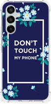 Shockproof Case Geschikt voor Samsung Galaxy A54 Smartphonehoesje met transparante rand Flowers Blue Don't Touch My Phone