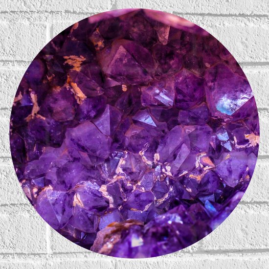 Muursticker Cirkel - Paarse Kristallen - 40x40 cm Foto op Muursticker
