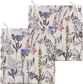 Anna's collection Coussin de chaise fleur - 2x - blanc/violet - 40 x 40 cm - intérieur/extérieur
