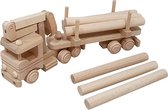 Denza - Houten vrachtwagen speelgoed of decoratie - beukenhout - zeer mooi - lengte 34 cm - hout