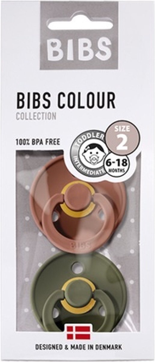 BiBS - Colour Pacifier - Maat 2 - Fopspeen - 2 stuks - Woodchuck / Hunter Green van BIBS — afbeelding 3