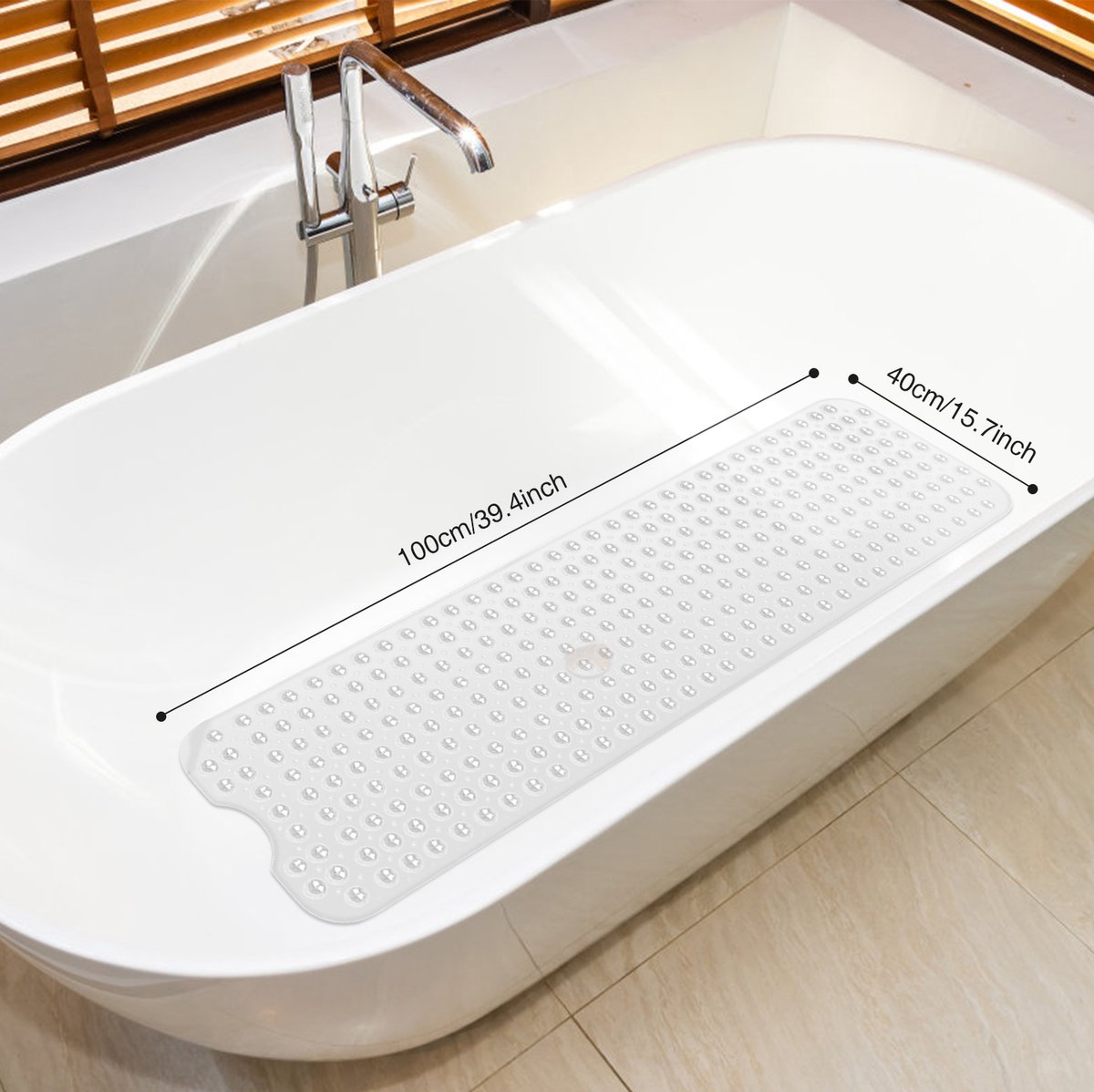 Avalo Badmat / Antislipmat Douche - 100x40CM - Zwart - Met Zuignappen Douchemat Antislip Voor Douche Badkamermat
