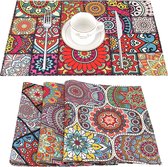 Placemat Boho Mandala decoratieve placemat katoen linnen placemats etnische Boheemse stijl bloem paisley hittebestendig wasbaar decoratieve placemats voor keuken eetkamer 4-pack 45 x 32 cm