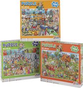 Grafix 3-pack Komische Puzzels - 1000 Stukjes - 50x70CM - Traffic, Park Life, Shopping Mall - Voor Volwassenen en Kinderen vanaf 12 jaar