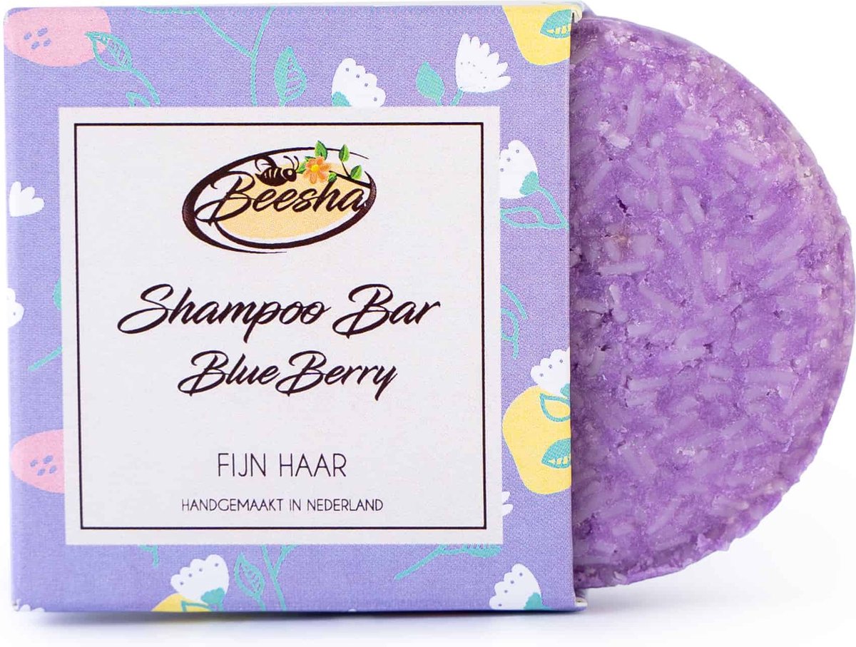 Beesha Shampoo Bar Blue Berry | 100% Plasticvrije en Natuurlijke Verzorging | Vegan, Sulfaatvrij en Parabeenvrij | CG Proof