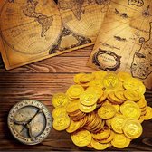 JOYUE 150 Stuks Piraat Gouden Munt, Piraten Feestartikelen, Speelgoed voor Piratenschatten Voeg Plezier toe aan Het Thema van Piraten Schatzoeken voor Kinderen
