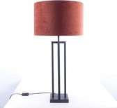 Tafellamp vierkant met velours kap Roma | 1 lichts | koper / zwart / goud | metaal / stof | Ø 40 cm | 79 cm hoog | tafellamp | modern / sfeervol / klassiek design