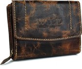 Wild Leather Only !!! Portemonnee Dames Volledig Buffelleer -Coqnac - (FLRS-31-16) - 12x3x9cm -