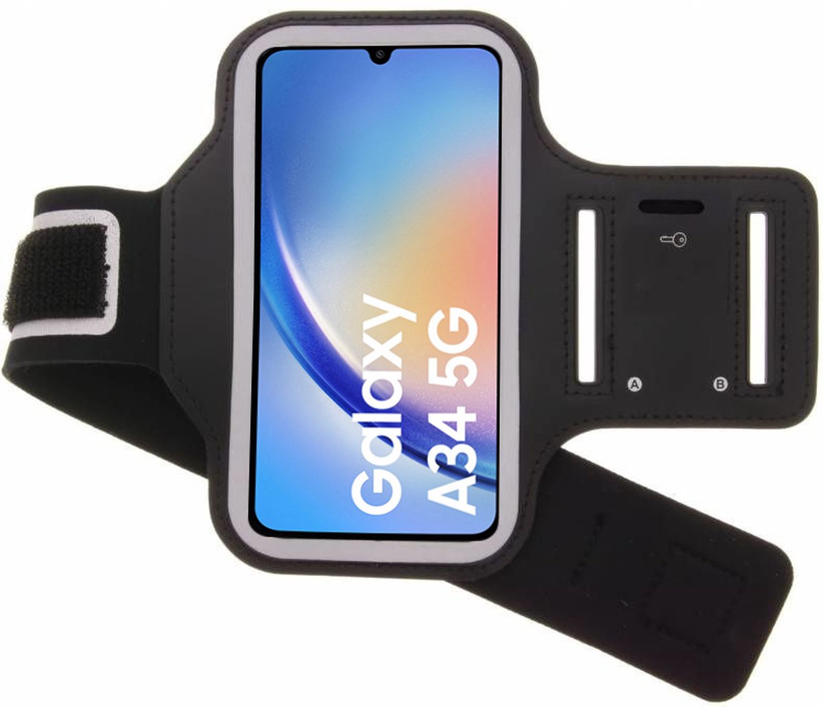 BixB Sportband Samsung Galaxy A34 hardloop armband telefoon - sportarmband - zwart