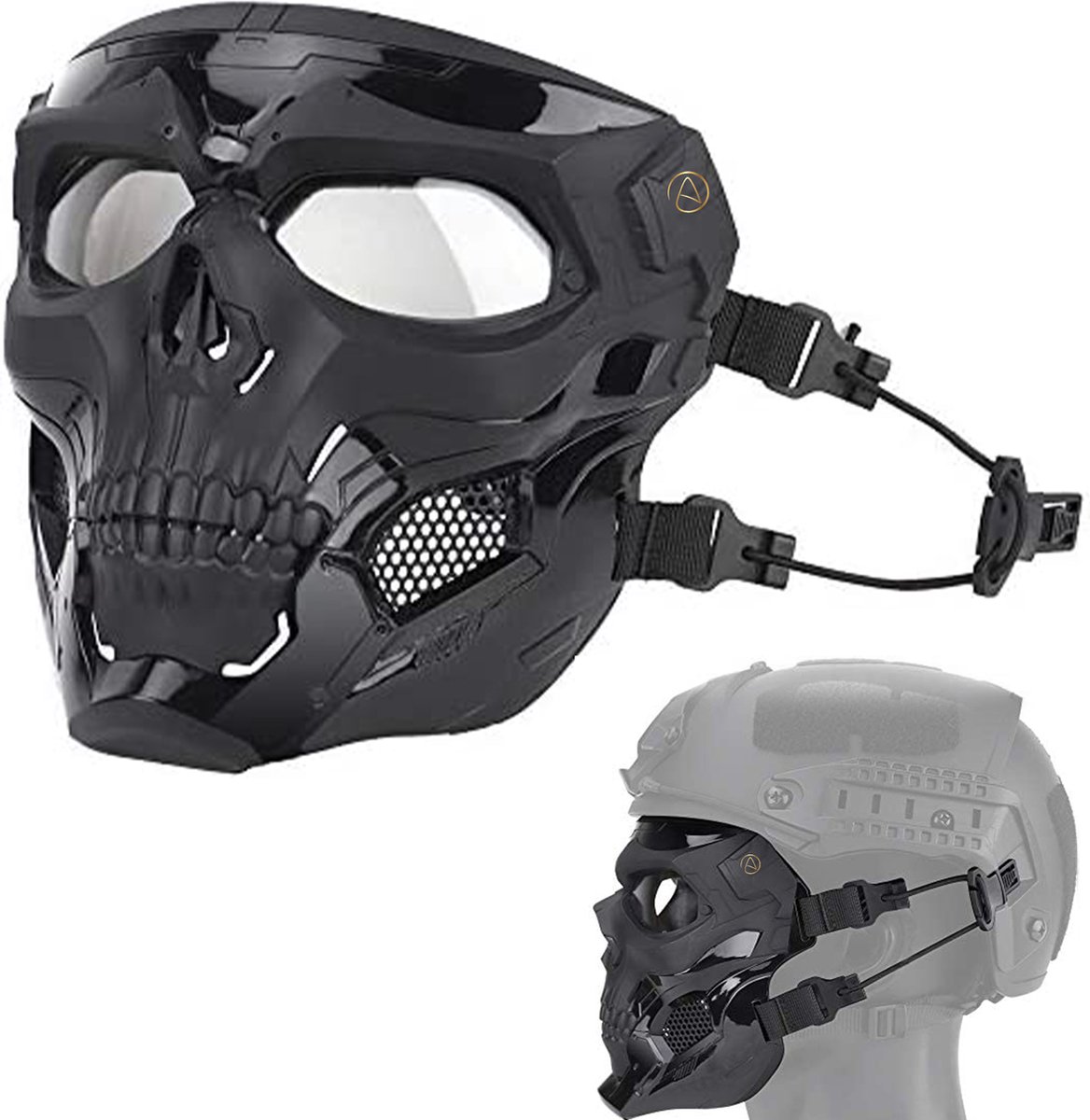 Armée de fibre de verre de masque Airsoft Paintball casque (noir